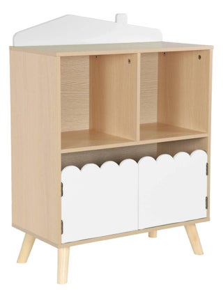 Bibliothèque enfant décor bois 2 étagères 2 portes Azur