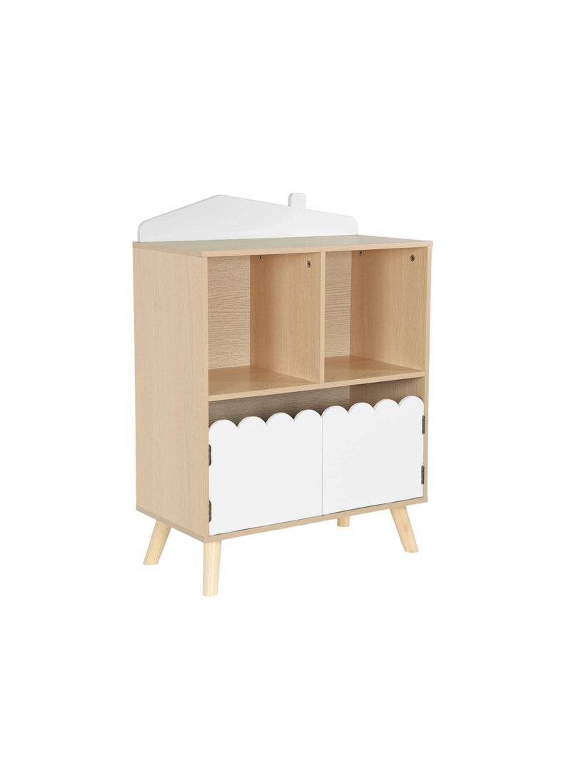 Bibliothèque enfant décor bois 2 étagères 2 portes Azur Blanc - Kiabi