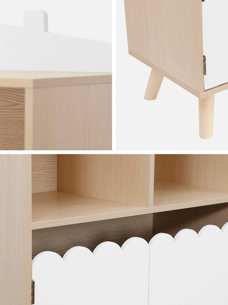 Bibliothèque enfant décor bois 2 étagères 2 portes Azur Blanc - Kiabi