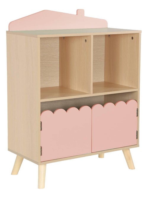 Bibliothèque enfant décor bois 2 étagères 2 portes Azur - Kiabi