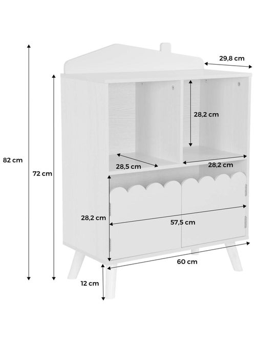 Bibliothèque enfant décor bois 2 étagères 2 portes Azur - Kiabi