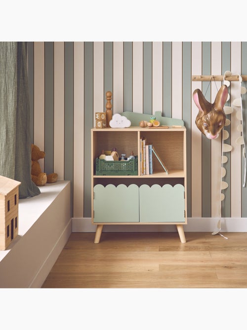 Bibliothèque enfant décor bois 2 étagères 2 portes Azur - Kiabi