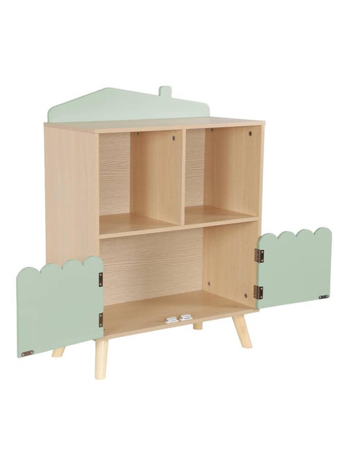 Bibliothèque enfant décor bois 2 étagères 2 portes Azur - Kiabi