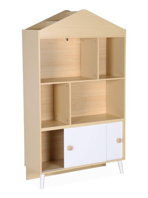 Bibliothèque enfant décor bois 2 portes 5 étagères Edgar - Kiabi