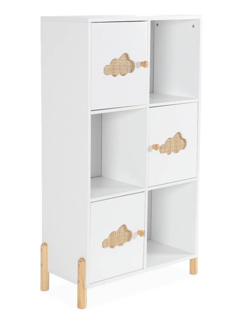 Bibliothèque enfant décor bois 6 espaces de rangement 3 étagères 3 portes Nephos - Kiabi