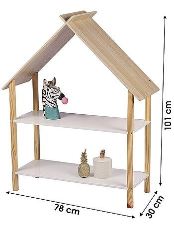 Bibliothèque enfant design maison 2 étagères Dream
