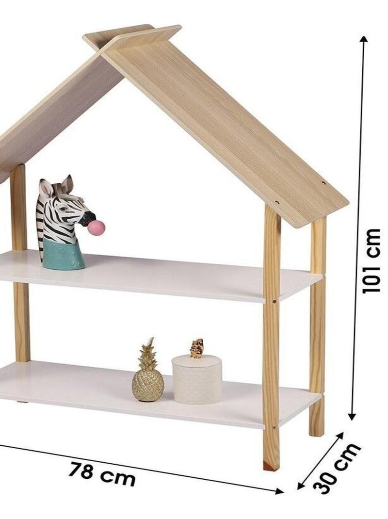 Bibliothèque enfant design maison 2 étagères Dream Blanc - Kiabi