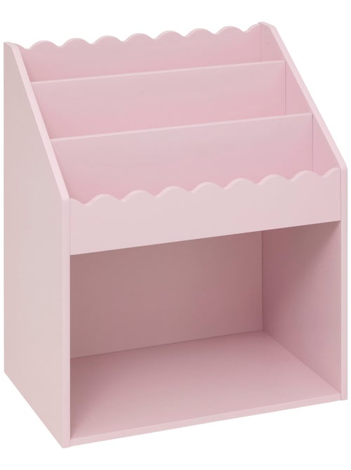 Bibliothèque enfant en bois rose avec étagères - Kiabi