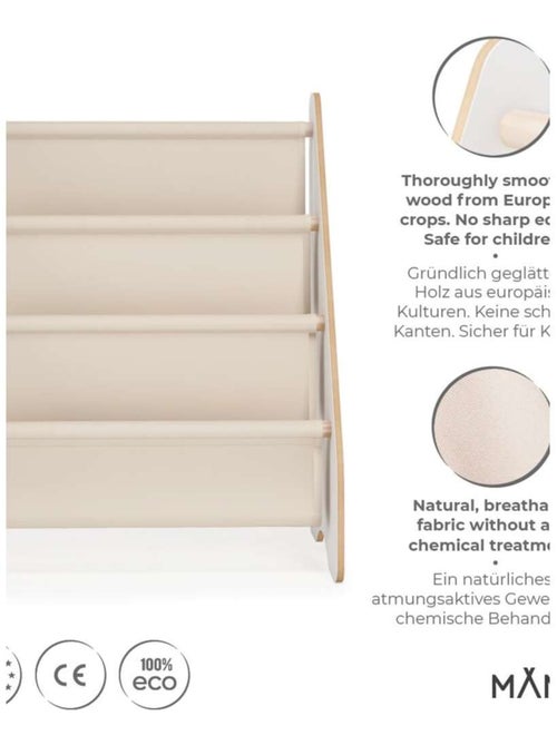 Bibliothèque enfant  en bois & tissu – 52×25×63 cm - Kiabi
