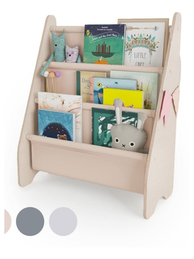 Bibliothèque enfant  en bois & tissu – 52×25×63 cm Beige - Kiabi