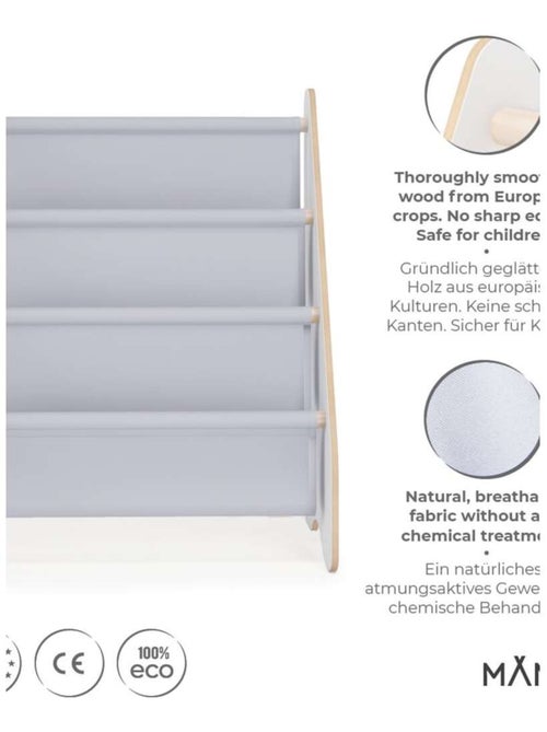 Bibliothèque enfant  en bois & tissu – 52×25×63 cm - Kiabi