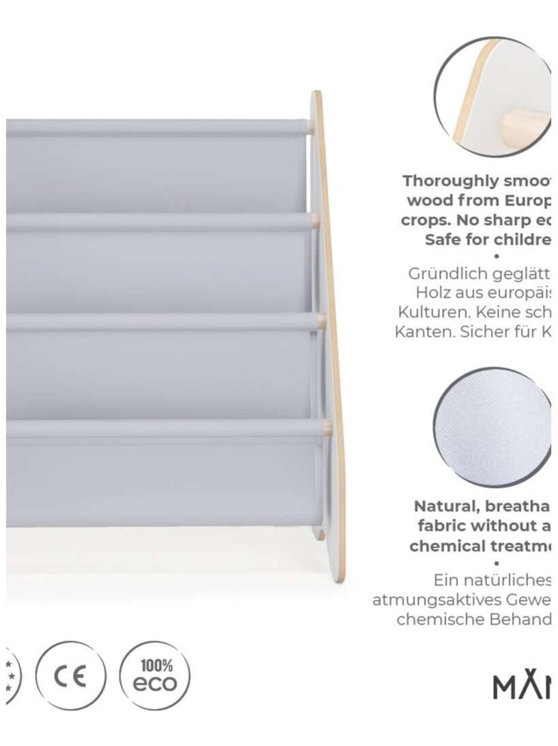 Bibliothèque enfant  en bois & tissu – 52×25×63 cm Gris clair - Kiabi