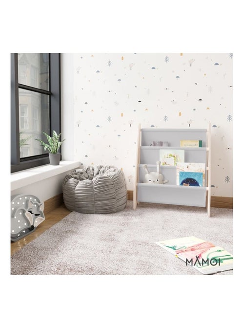 Bibliothèque enfant  en bois & tissu – 52×25×63 cm - Kiabi
