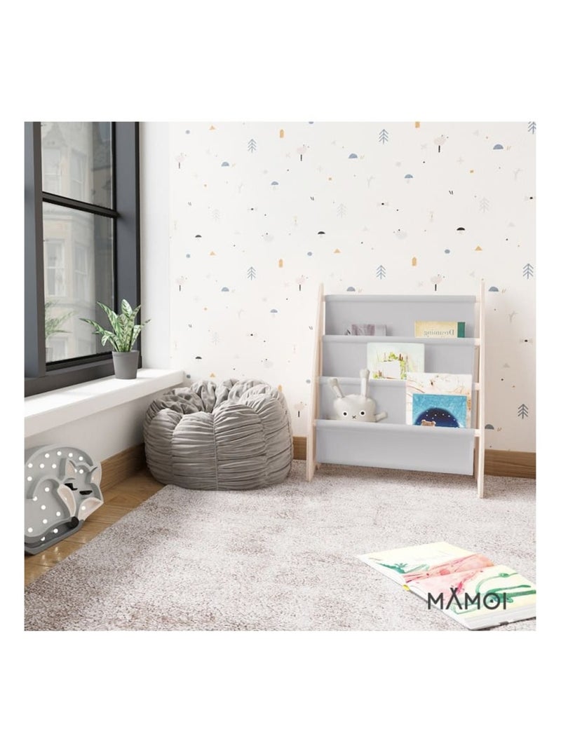 Bibliothèque enfant  en bois & tissu – 52×25×63 cm Gris clair - Kiabi