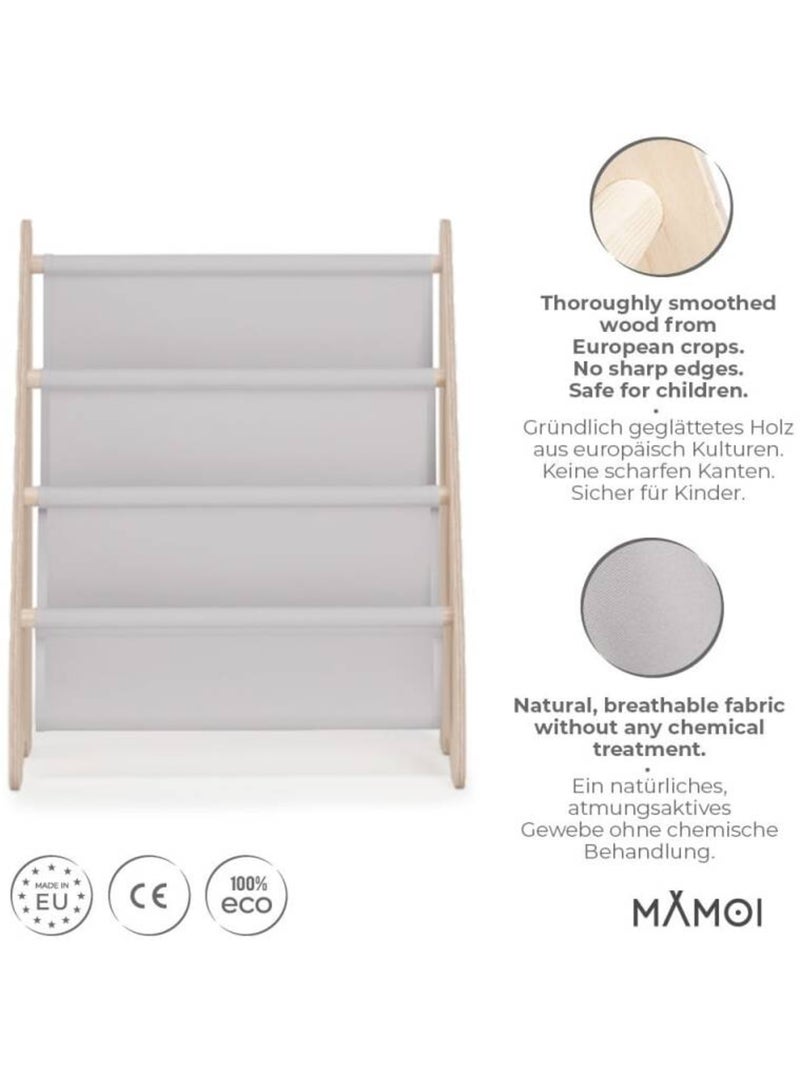 Bibliothèque enfant  en bois & tissu – 52×25×63 cm Gris clair - Kiabi