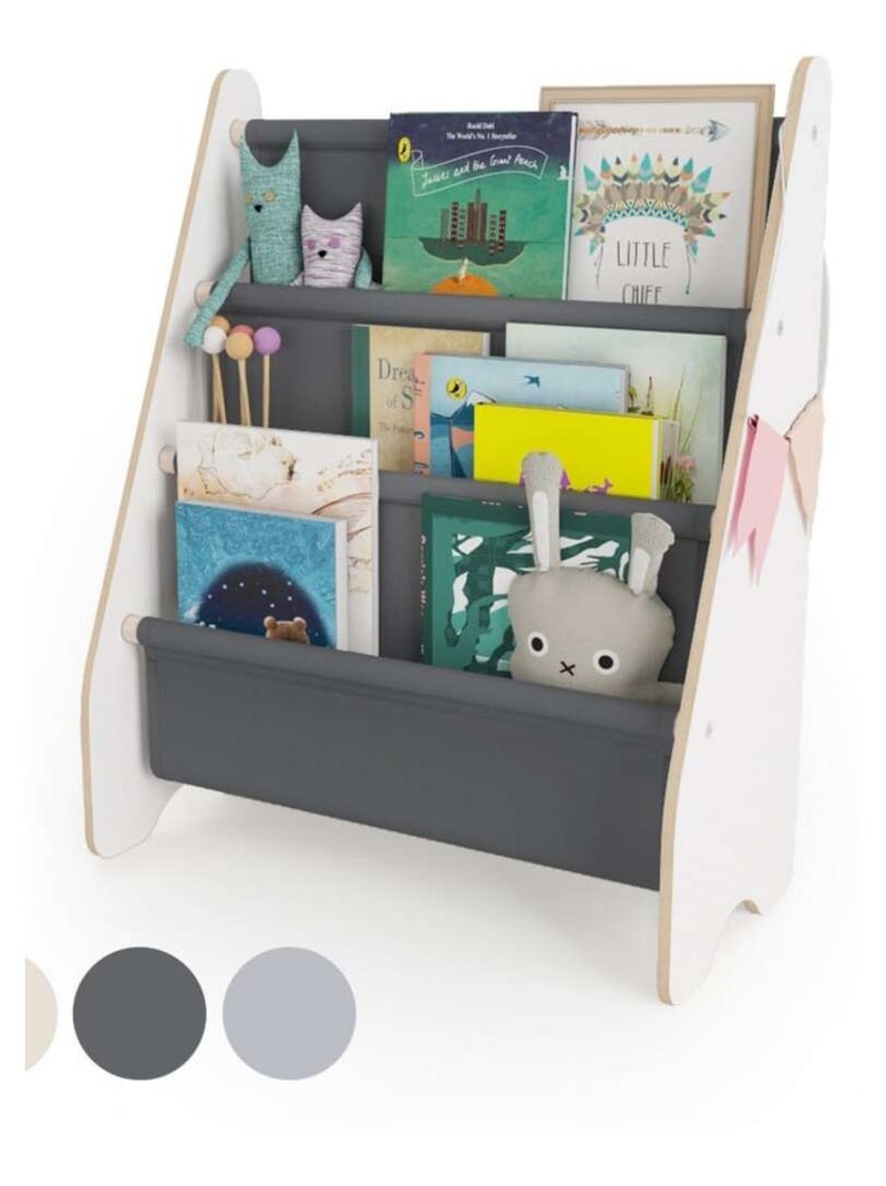 Bibliothèque enfant  en bois & tissu – 52×25×63 cm Gris foncé - Kiabi