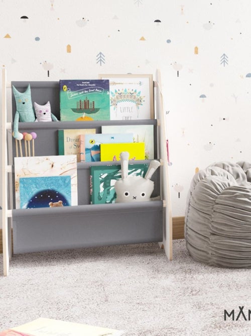 Bibliothèque enfant  en bois & tissu – 52×25×63 cm - Kiabi