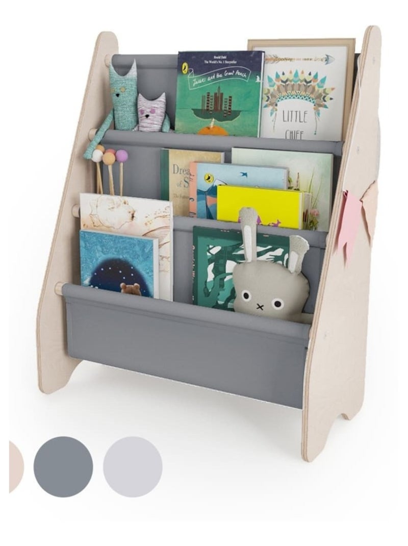 Bibliothèque enfant  en bois & tissu – 52×25×63 cm Gris foncé - Kiabi