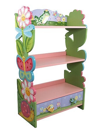 Bibliothèque enfant fille bois étagère de rangement livres jouets