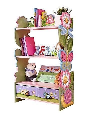 Bibliothèque enfant fille bois étagère de rangement livres jouets