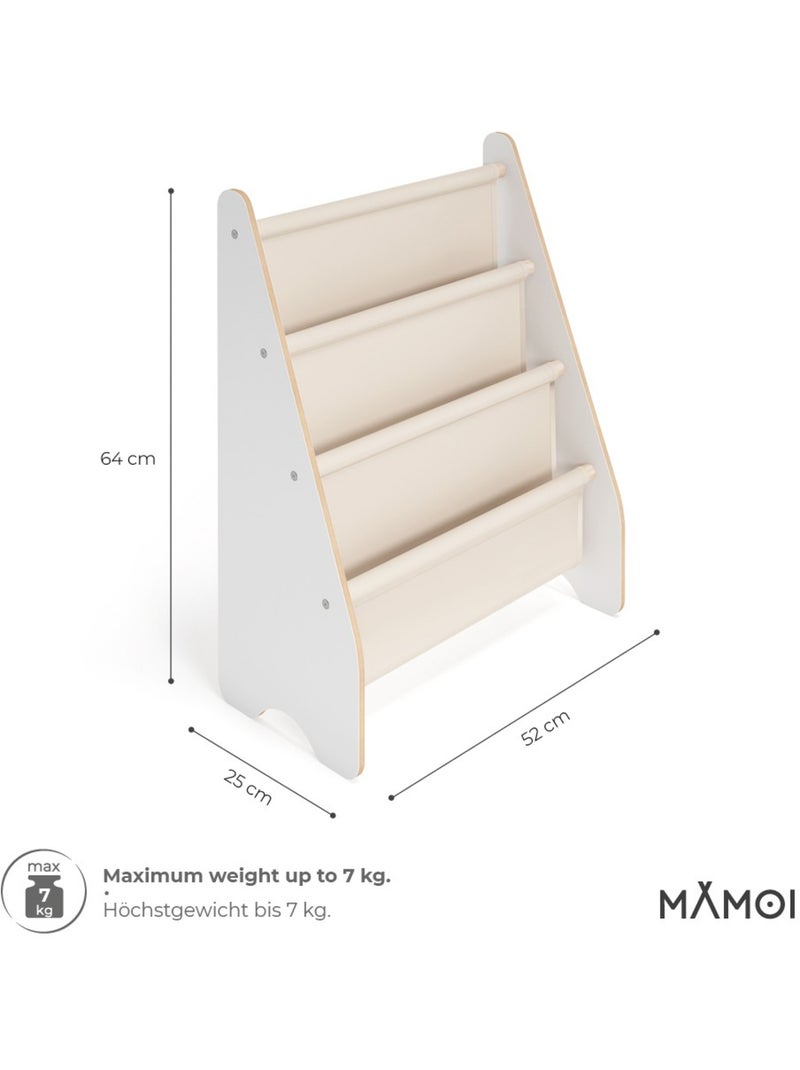 Bibliothèque enfant MAMOI en bois blanc & tissu – 52×25×63 cm Beige - Kiabi