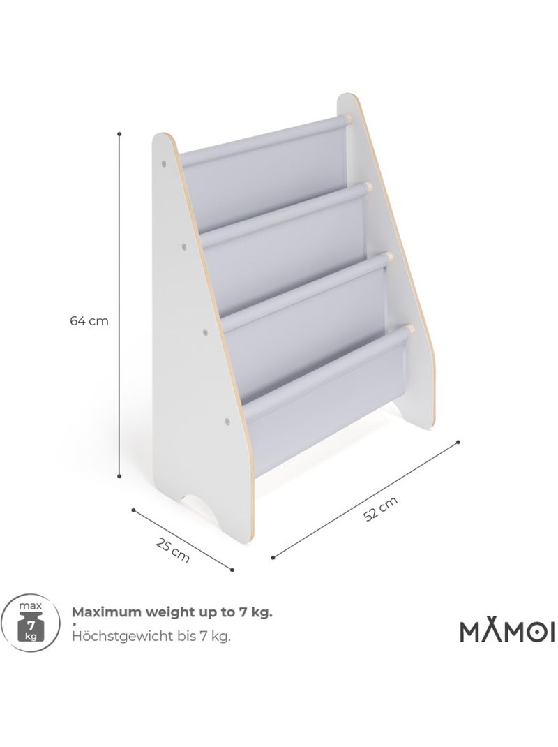 Bibliothèque enfant mamoi en bois blanc & tissu 52×25×63 cm Gris clair - Kiabi