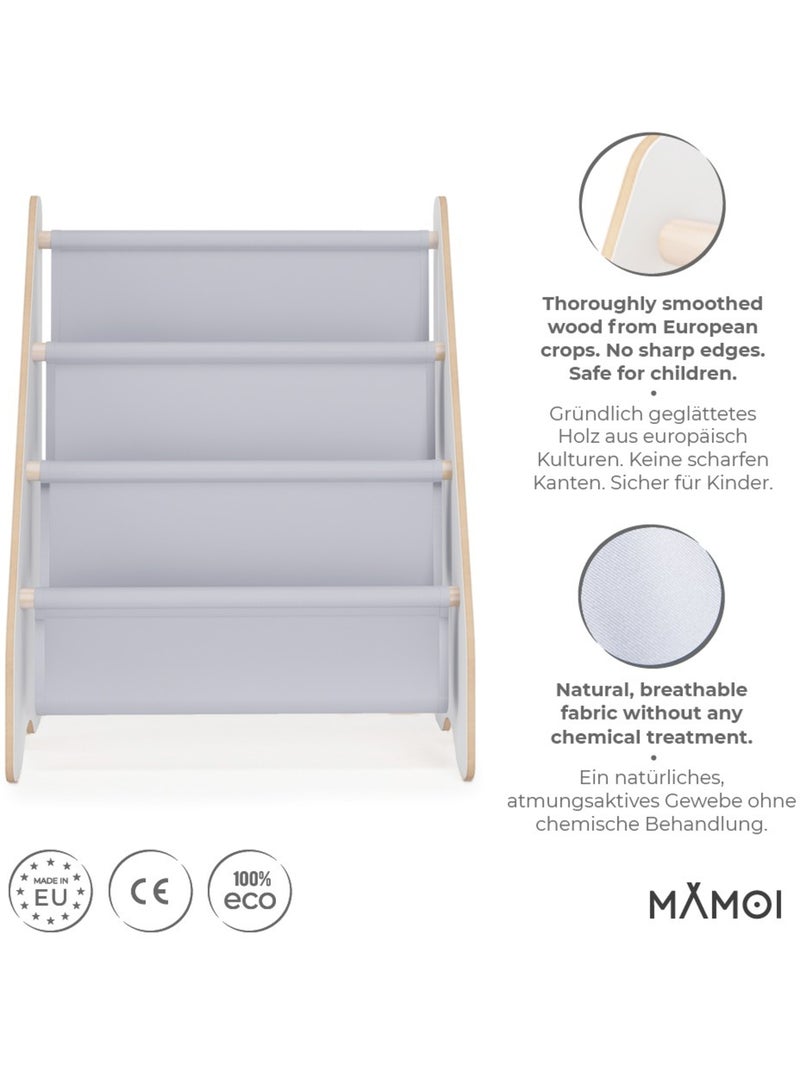 Bibliothèque enfant mamoi en bois blanc & tissu 52×25×63 cm Gris clair - Kiabi