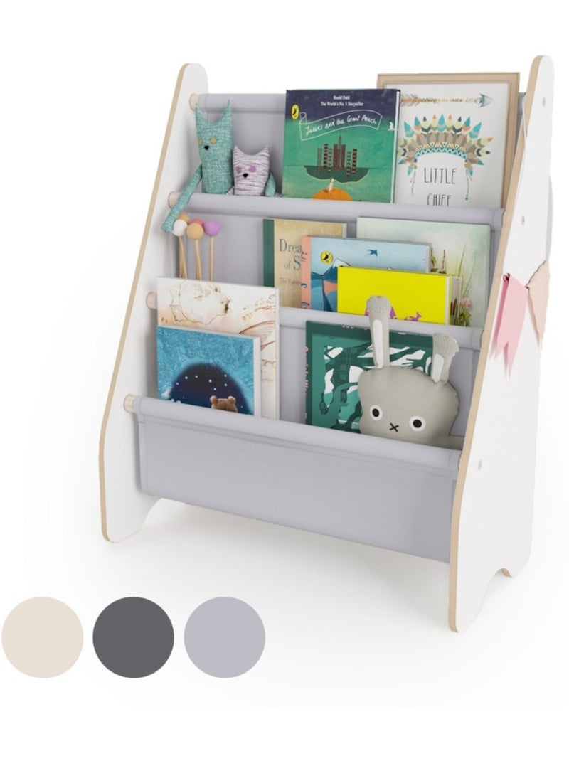 Bibliothèque enfant mamoi en bois blanc & tissu 52×25×63 cm Gris clair - Kiabi