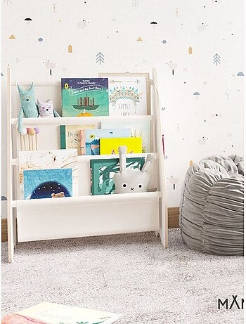 Bibliothèque enfant mamoi en bois blanc & tissu 52×25×63 cm