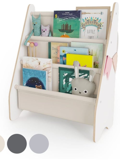 Bibliothèque enfant mamoi en bois blanc & tissu 52×25×63 cm - Kiabi