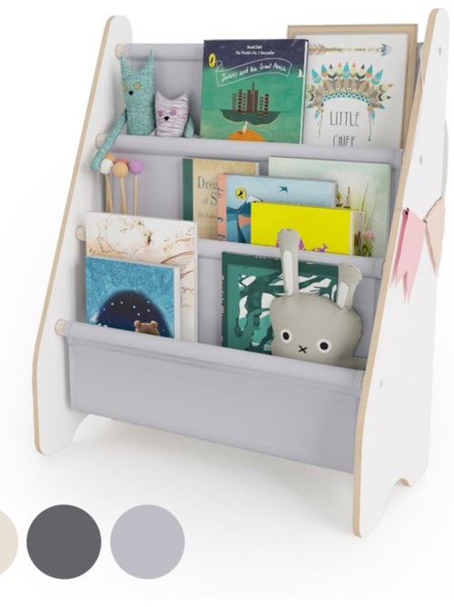 Bibliothèque enfant mamoi en bois blanc & tissu 52×25×63 cm - Kiabi