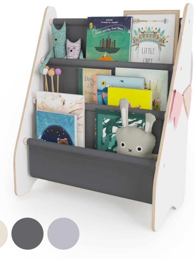 Bibliothèque enfant mamoi en bois blanc & tissu 52×25×63 cm Gris - Kiabi