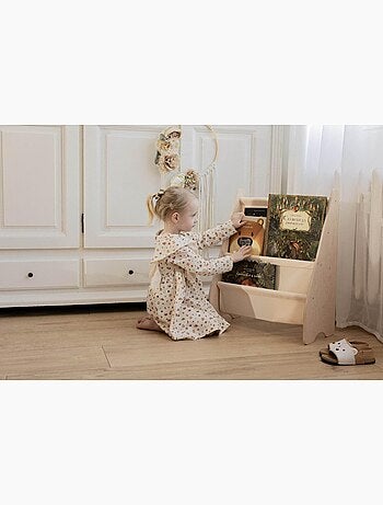 Bibliothèque enfant en bois & tissu – 52×25×63 cm