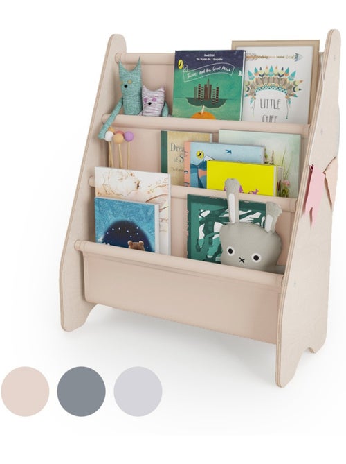 Bibliothèque enfant MAMOI en bois & tissu – 52×25×63 cm - Kiabi