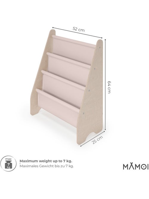 Bibliothèque enfant MAMOI en bois & tissu – 52×25×63 cm - Kiabi