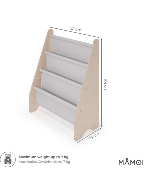 Bibliothèque enfant MAMOI en bois & tissu – 52×25×63 cm - Kiabi
