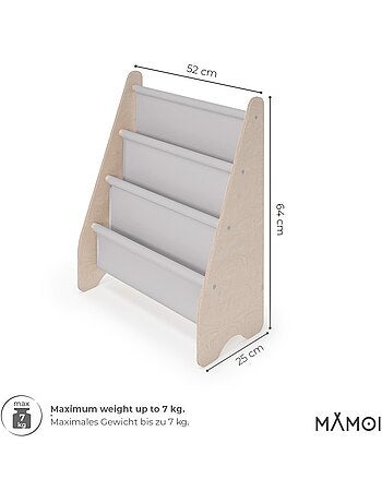 Bibliothèque enfant mamoi en bois & tissu 52×25×63 cm