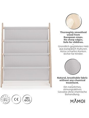 Bibliothèque enfant mamoi en bois & tissu 52×25×63 cm