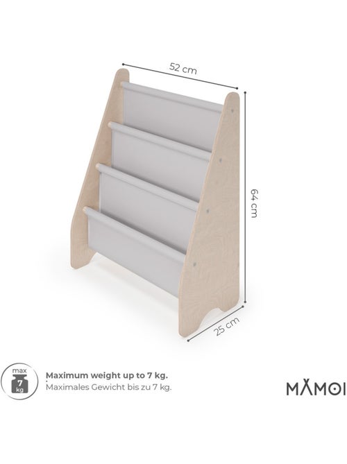 Bibliothèque enfant mamoi en bois & tissu 52×25×63 cm - Kiabi