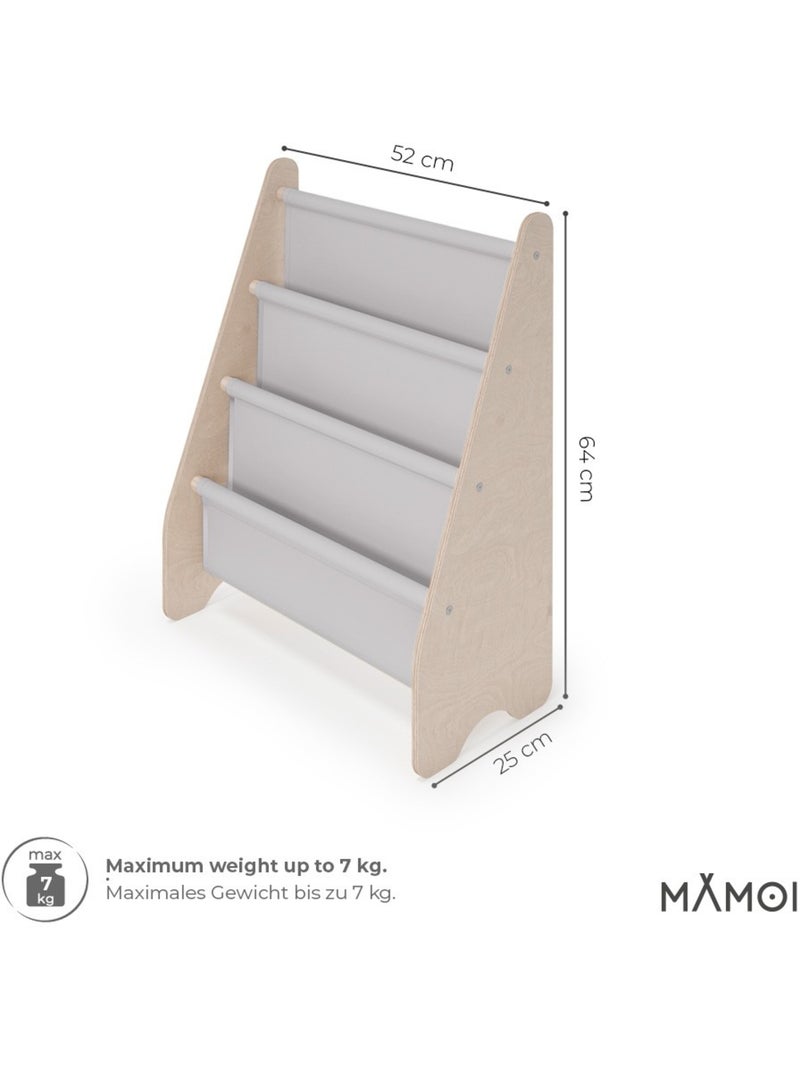 Bibliothèque enfant mamoi en bois & tissu 52×25×63 cm Gris clair - Kiabi