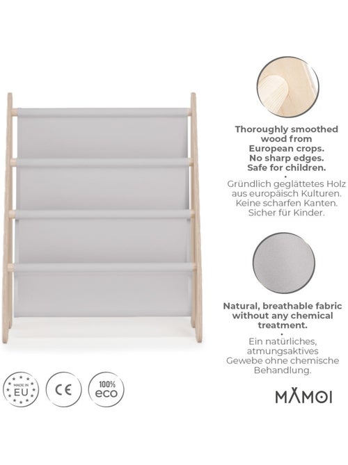 Bibliothèque enfant mamoi en bois & tissu 52×25×63 cm - Kiabi