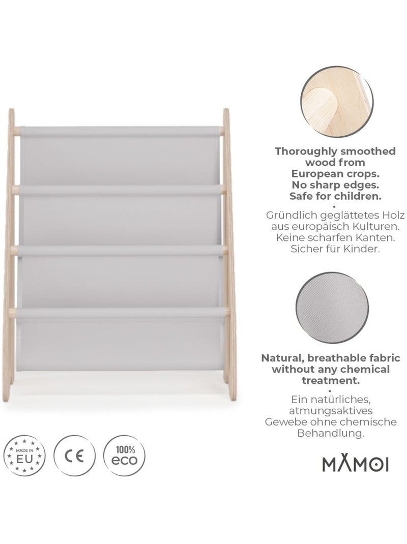 Bibliothèque enfant mamoi en bois & tissu 52×25×63 cm Gris clair - Kiabi