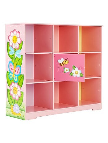 Bibliothèque Enfant Meuble Rangement, 80cm, Rose
