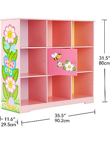 Bibliothèque Enfant Meuble Rangement, 80cm, Rose