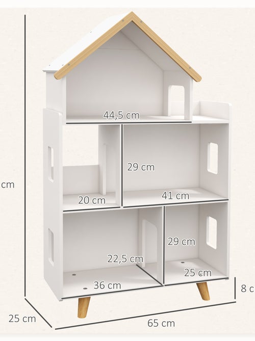 Bibliothèque étagère scandinave design maison 5 niches étagère pieds effilés bois pin MDF blanc - Kiabi