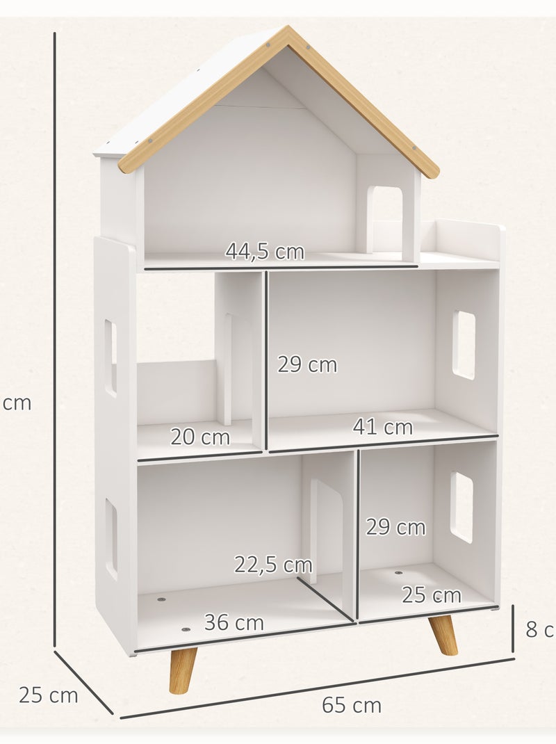 Bibliothèque étagère scandinave design maison 5 niches étagère pieds effilés bois pin MDF blanc Blanc Blanc - Kiabi