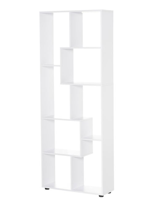 Bibliothèque étagère zig zag design contemporain 70L x 24l x 178H cm panneaux particules blanc - Kiabi