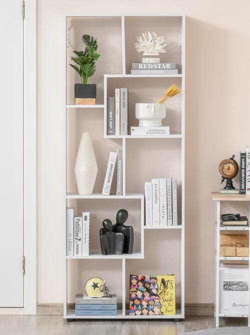 Bibliothèque étagère zig zag design contemporain 70L x 24l x 178H cm panneaux particules blanc - Kiabi