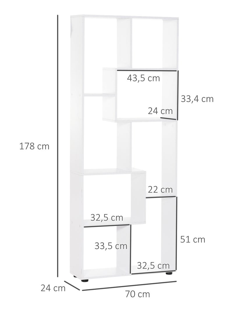 Bibliothèque étagère zig zag design contemporain 70L x 24l x 178H cm panneaux particules blanc Blanc Blanc - Kiabi