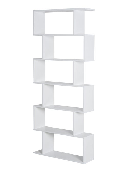 Bibliothèque étagère zig zag design contemporain 80L x 23l x 192H cm 6 niveaux blanc - Kiabi